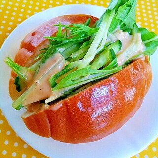 ✿水菜ときゅうりの豆腐オーロラソースサンド❤